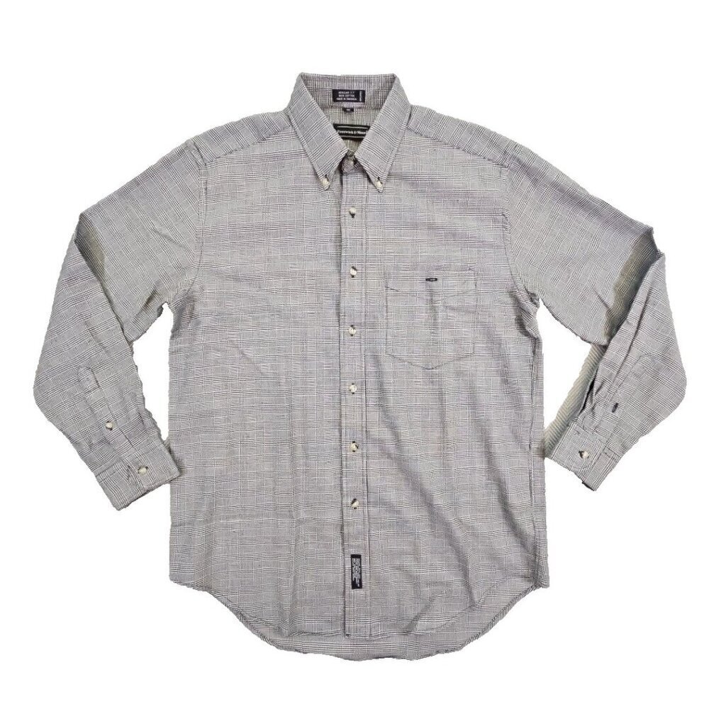 Preswick & Moore Button Down Shirt Men's Medium Houndstooth Quiet Luxury
